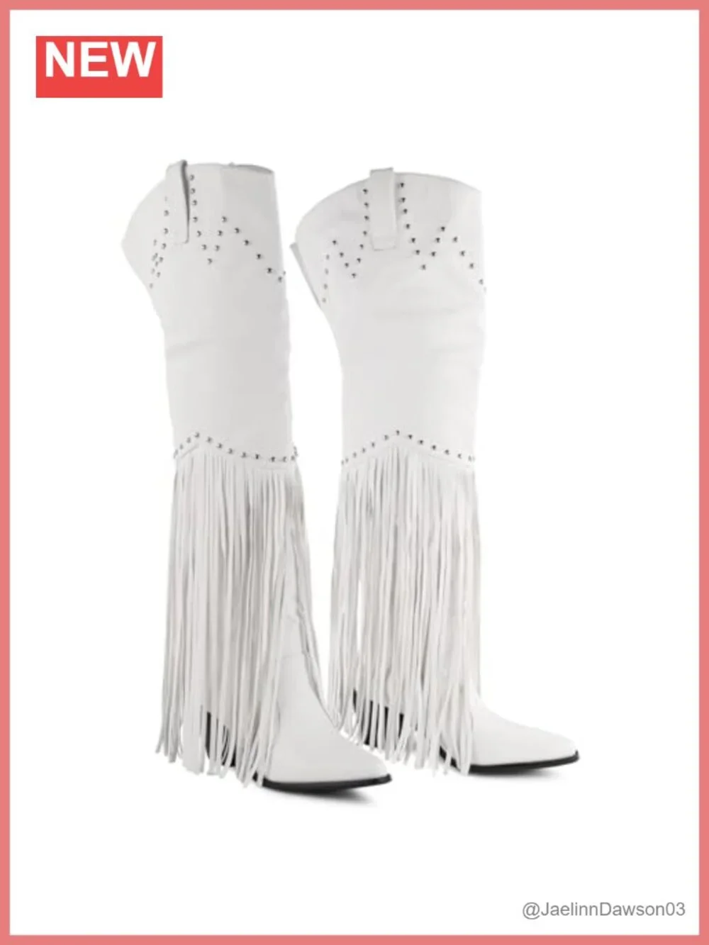 Faux Leather Cowboy Boots Wide Calf Thigh High Chunky Heel